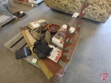 Wood gun rack, gun cases, small firearm safe, wood bowl, rubber decoys, picture, and shoe dryer