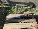 Battery hold down and muffler