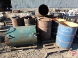 (14) steel 55 gallon drums/barrels, fuel/oil barrel, and (5) duct dampers