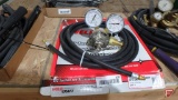 (1) Smith 31-50-580 regulator for tig or mig welding and (2) inert gas hoses