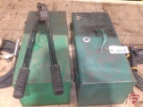 Penn Union Corp. TDM250 crimper and (2) Greenlee empty metal tool boxes