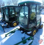 2007 John Deere 1445 diesel 4WD lawn tractor with cab and front mount 60