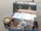 Elvis Presley items, LP vinyl albums, VHS Commemorative Collection, book, mugs