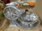 Metal items, some snack trays, small bundt cake tins