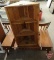 Rustic wood corner shelf 41inH and wood coffee table with 4 drawers, 48inL. 2 pieces