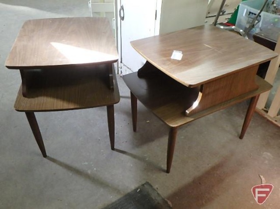 (2) matching wood end tables