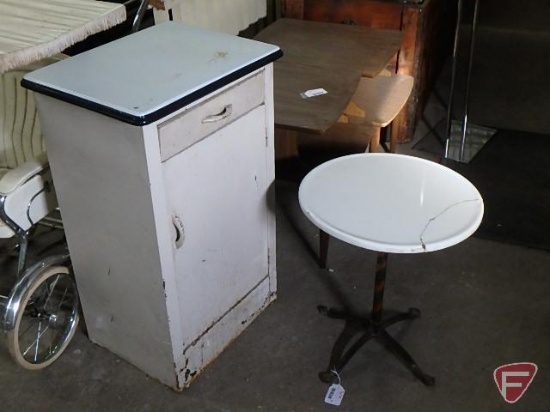 White metal storage cabinet, 1 door, 1 drawer, 33inHx20inWx16inD, and