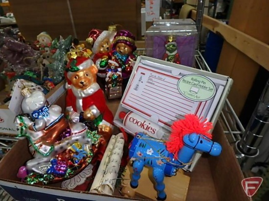 Various Christmas ornaments, figurines, and decor