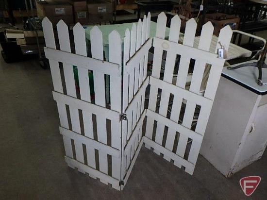 Picket fence, 3 hinged sections, each section is 48inHx20inW, painted