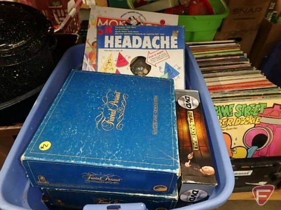 Games. Trivial Pursuit, Deal or No Deal, Pictionary, Operation, Headache, Jeopardy and others.