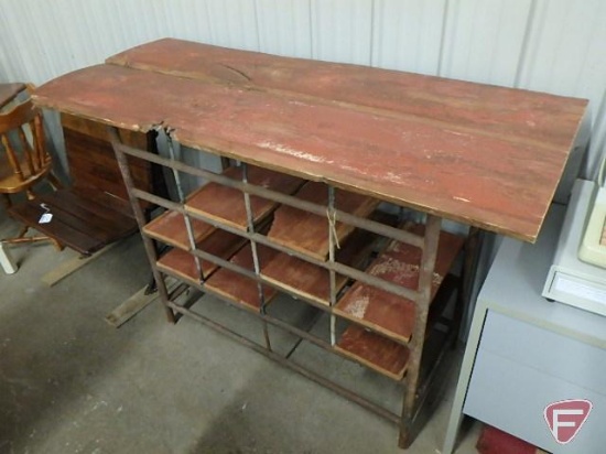 Unique barn wood and metal counter/storage shelf, 43inHx60inWx26inD
