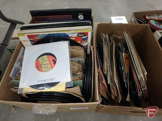Music. Vinyl LP albums, 78s, 45s, 10in Edison Re-Creations. Contents of 2 boxes