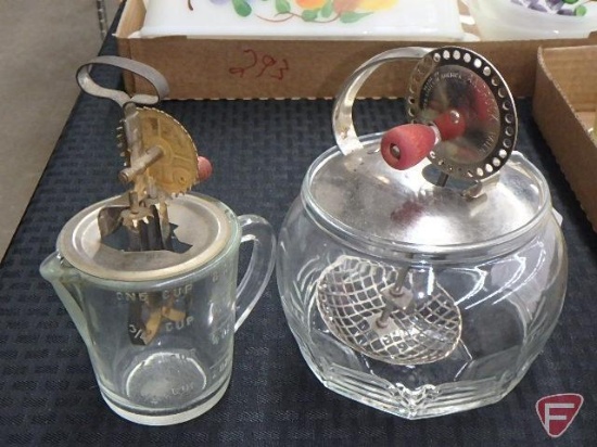 (2) Miniature hand mixers with metal tops and glass bottoms