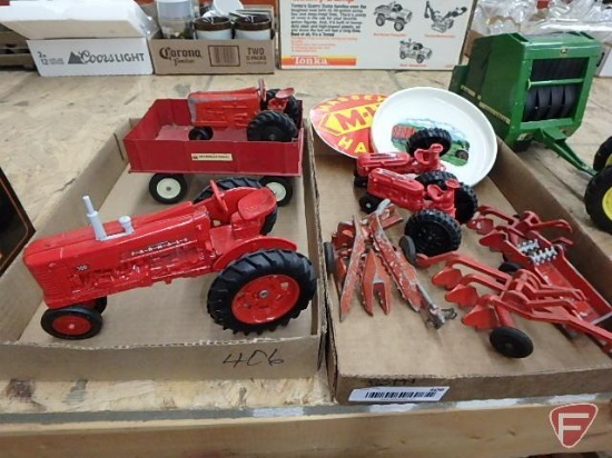 Farmall, Massey Harris, International, and Gehl toys, tractors, trailers, scale models, and others