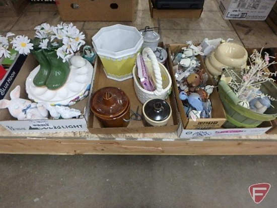 Spring and Easter decorations, birds, rabbits, flower pots, all three boxes