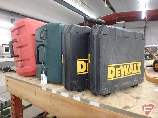 Milwaukee, Hitachi and Dewalt carrying cases, all four
