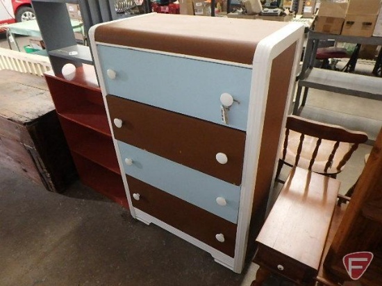 Painted wood 4 drawer dresser/storage cabinet, 49inHx32inWx17inD