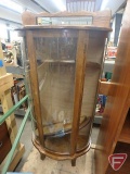 Wood and glass curio cabinet with three shelves, no key, approx. 29.5