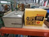 Bell and Howell Headliner slide projector in case and Brownie 500 Movie Projector No189, in box.
