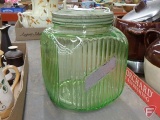 Vintage green glass canister.