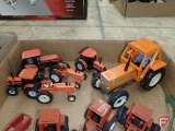Ertl and Matchbox tractors including Ford, Case, Allis Chalmers and others, both boxes