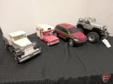 Nylint GM goodwrench parts truck, Tonka pickup camper, RC Jeep Rubicon PT cruiser