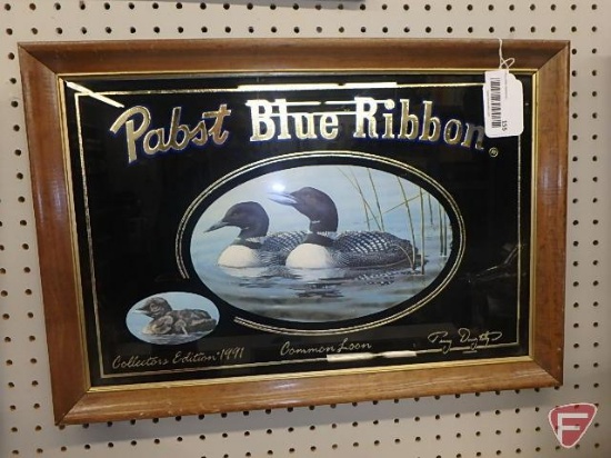 Pabst Blue Ribbon framed print, Common Loon, 16inHx23inW