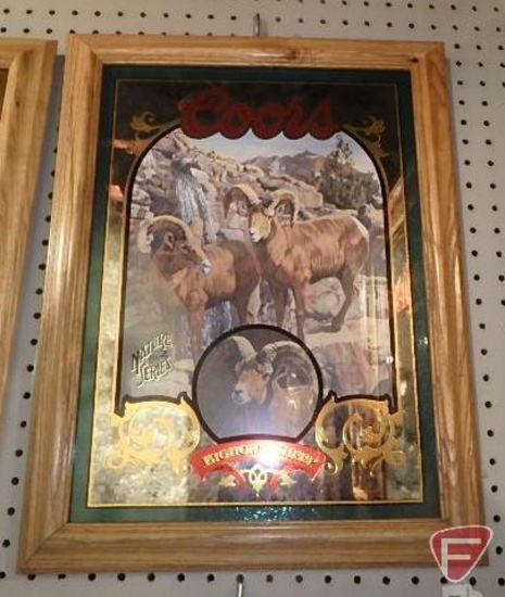 Coors framed Nature Series mirror, Big Horn Sheep, 21inHx16inW