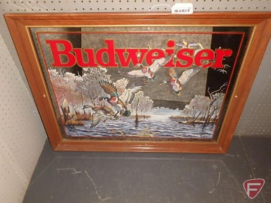 Budweiser framed mirror, 28inHx36inW