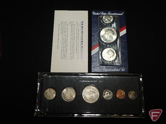 US Mint Bicentennial 40% Silver Set: Quarter, Half, and Dollar, uncirc.;