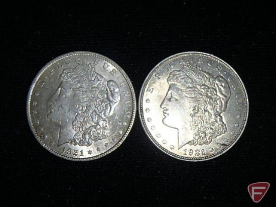 (2) 1921 Morgan Silver Dollars, BU