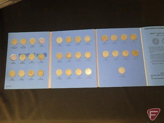 Near complete Liberty Head Nickel set in Whitman holder: 1883 without cents G, 1883 with cents G,