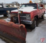 1986 Chevrolet K20 Pickup Truck with front snow plow, VIN # 1GCGK24M7GF414451