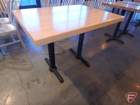 Wood Goods Inds. Inc. butcher block style dining room table with 2 metal bases, 40"x30"x30"H