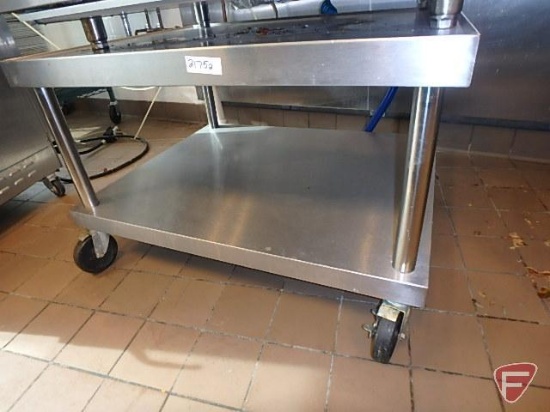 Stainless steel 2 tier range table on casters, 37"x30"x24"H