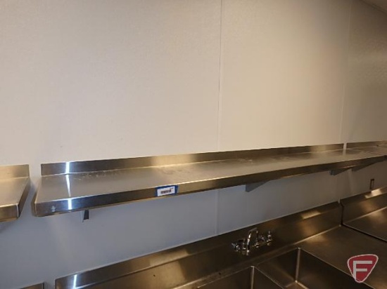 Wall mounted stainless steel shelf, 84"x12"