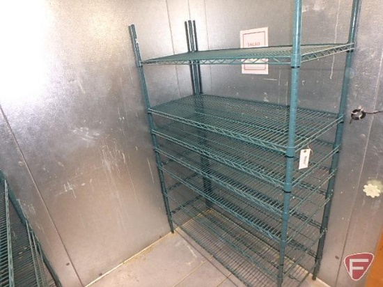 Metro rack style coated shelving unit: (7) 48"x20" shelves and (4) 74" uprights