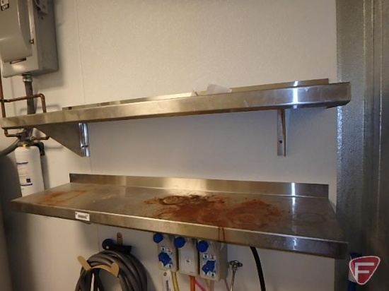 (2) wall mounted stainless steel shelves, 48"x12"