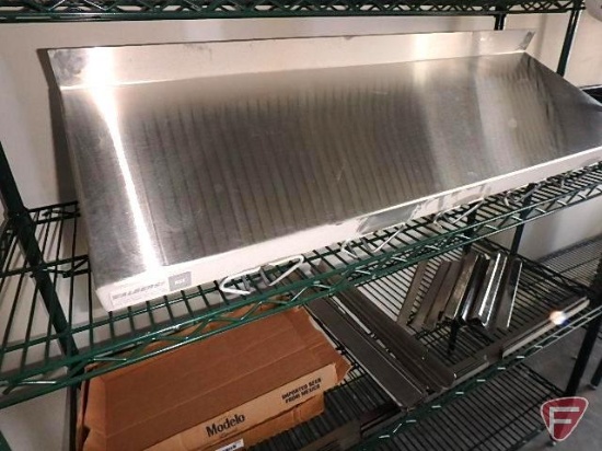 Albers stainless steel 12"x36" shelf with 2" backsplash and (5) undermount wine glass racks