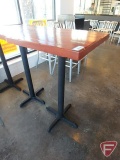Wood Goods Inds. Inc. rustic wood bar height table with metal base, 24