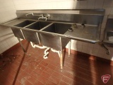 Stainless steel sink, 3 basins, 88