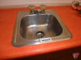 Stainless steel hand sink, mounted to counter