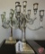 Silver candelabras, both