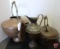 Copper pitcher and (2) kettles, one is missing lid, 3 pcs