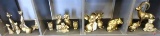 Brass animals: cats, owls, mice, bears, horse book end, bull, ram, & dog shelf hook, 19 pcs