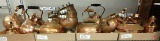 Copper tea kettles and bowls, whole shelf