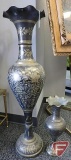 Brass etched vases, 2 pcs