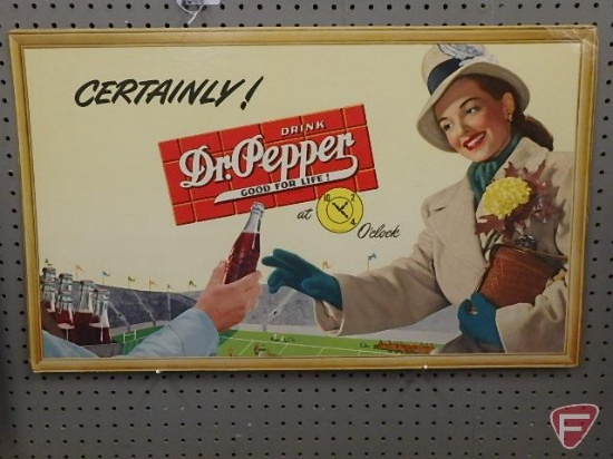 Vintage Dr Pepper cardboard advertising sign "Certainly Good For Life"