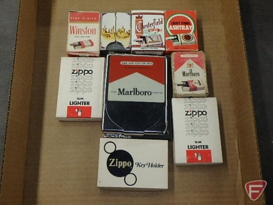 Collection of advertising pocket ashtrays-Winston, Marlboro, Lucky