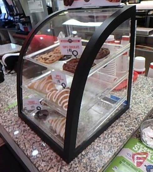 Clear Plexiglas counter-top merchandiser display, base 14"x14"x16"H